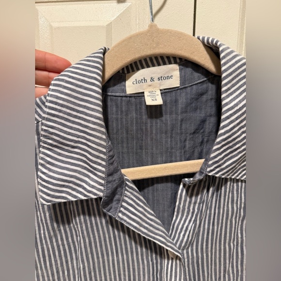 Anthropologie Cloth & Stone Zoe Stripe Button-Up Shirt Grandma Coastal , XS - Picture 5 of 8